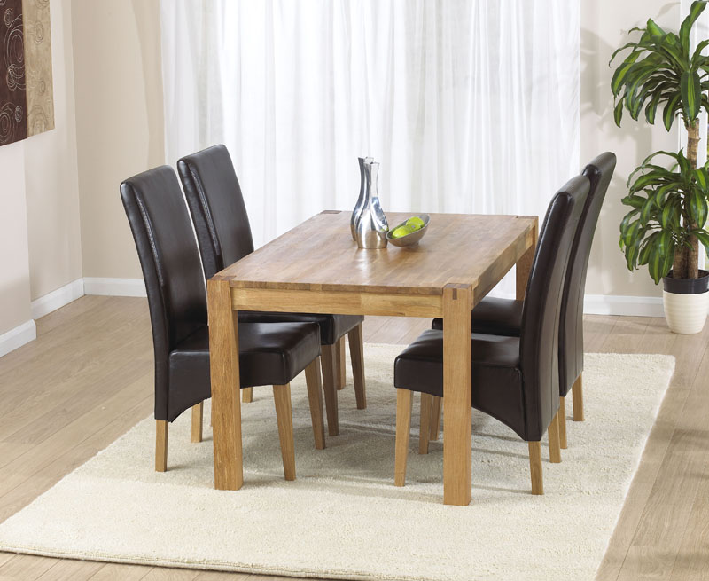 Vermont Dining Table 120cm with 4 Leather Dining Chairs - Click Image to Close